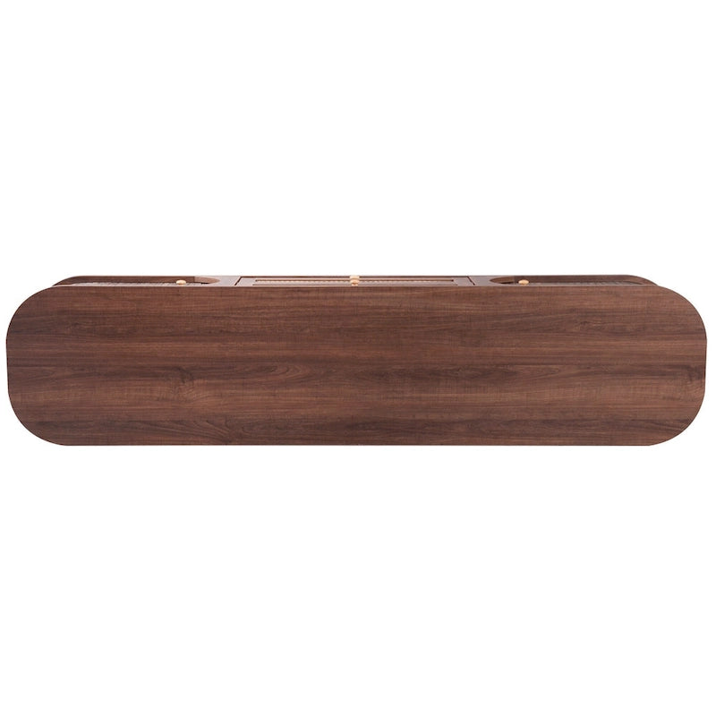 Meuble TV en bois naturel / blanc / rotin marron pour téléviseurs jusqu'à 75 pouces