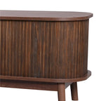 Meuble TV en bois naturel / blanc / rotin marron pour téléviseurs jusqu'à 75 pouces