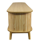Meuble TV en bois naturel / blanc / rotin marron pour téléviseurs jusqu'à 75 pouces