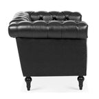 Fauteuil d'appoint capitonné en similicuir noir avec clous de tapissier pour 1 personne
