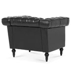 Fauteuil d'appoint capitonné en similicuir noir avec clous de tapissier pour 1 personne