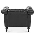 Fauteuil d'appoint capitonné en similicuir noir avec clous de tapissier pour 1 personne