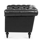 Fauteuil d'appoint capitonné en similicuir noir avec clous de tapissier pour 1 personne