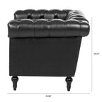 Fauteuil d'appoint capitonné en similicuir noir avec clous de tapissier pour 1 personne