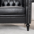 Fauteuil d'appoint capitonné en similicuir noir avec clous de tapissier pour 1 personne