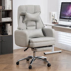 Fauteuil de bureau inclinable en similicuir gris clair avec repose-pieds escamotable et support lombaire pour 1