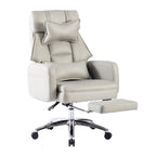 Fauteuil de bureau inclinable en similicuir gris clair avec repose-pieds escamotable et support lombaire pour 1