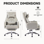 Fauteuil de bureau inclinable en similicuir gris clair avec repose-pieds escamotable et support lombaire pour 1