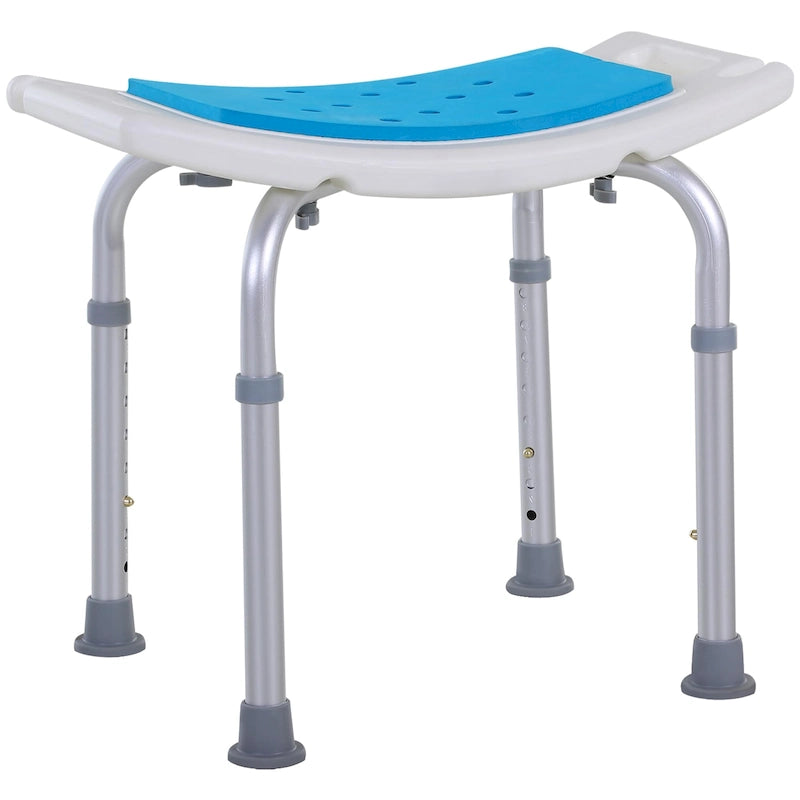 Chaise de douche réglable – Bleue, aluminium et plastique, tabouret de bain antidérapant, 1 utilisateur