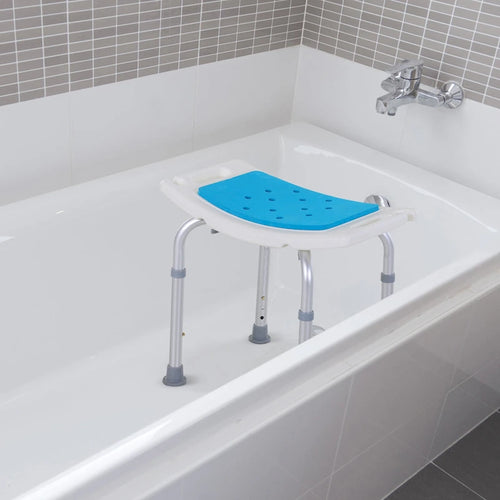 Chaise de douche réglable – Bleue, aluminium et plastique, tabouret de bain antidérapant, 1 utilisateur
