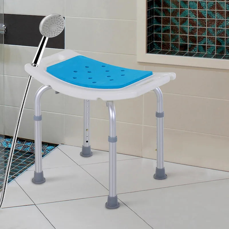 Chaise de douche réglable – Bleue, aluminium et plastique, tabouret de bain antidérapant, 1 utilisateur