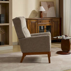 Fauteuil d'appoint à oreilles – Taupe, Moderne, Dossier haut, Polyester et bois massif, Une place