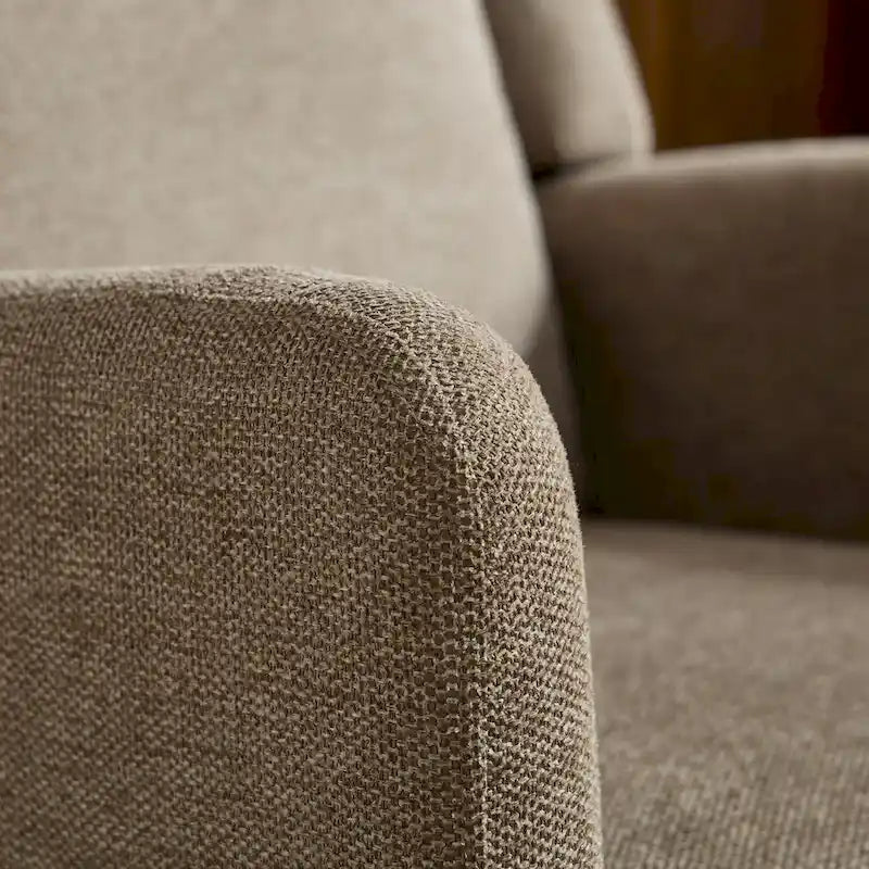 Fauteuil d'appoint à oreilles – Taupe, Moderne, Dossier haut, Polyester et bois massif, Une place