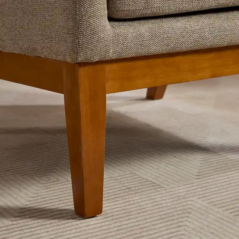 Fauteuil d'appoint à oreilles – Taupe, Moderne, Dossier haut, Polyester et bois massif, Une place
