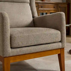Fauteuil d'appoint à oreilles – Taupe, Moderne, Dossier haut, Polyester et bois massif, Une place