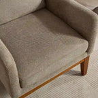 Fauteuil d'appoint à oreilles – Taupe, Moderne, Dossier haut, Polyester et bois massif, Une place