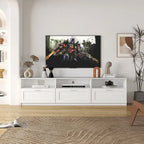 Meuble TV avec 3 étagères ouvertes et 3 tiroirs – Noir/Blanc, Panneau de densité minimaliste moderne, 1 à 2 utilisateurs