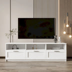 Meuble TV avec 3 étagères ouvertes et 3 tiroirs – Noir/Blanc, Panneau de densité minimaliste moderne, 1 à 2 utilisateurs