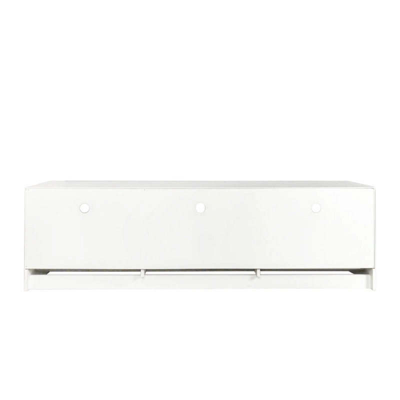 Meuble TV avec 3 étagères ouvertes et 3 tiroirs – Noir/Blanc, Panneau de densité minimaliste moderne, 1 à 2 utilisateurs