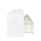 Meuble TV avec 3 étagères ouvertes et 3 tiroirs – Noir/Blanc, Panneau de densité minimaliste moderne, 1 à 2 utilisateurs