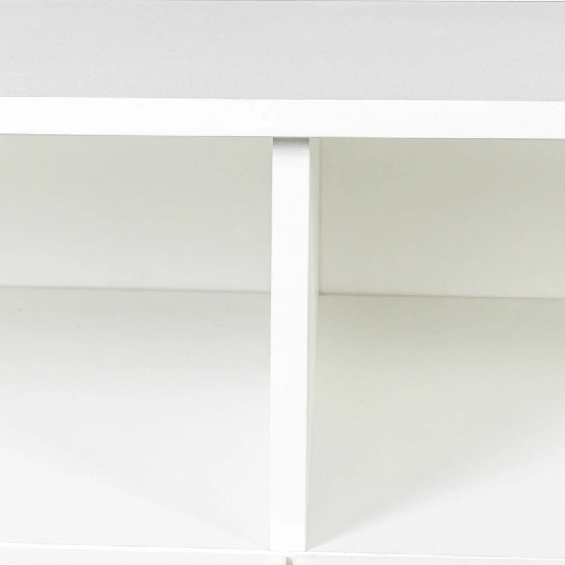 Meuble TV avec 3 étagères ouvertes et 3 tiroirs – Noir/Blanc, Panneau de densité minimaliste moderne, 1 à 2 utilisateurs