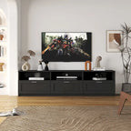 Meuble TV avec 3 étagères ouvertes et 3 tiroirs – Noir/Blanc, Panneau de densité minimaliste moderne, 1 à 2 utilisateurs
