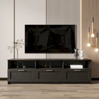 Meuble TV avec 3 étagères ouvertes et 3 tiroirs – Noir/Blanc, Panneau de densité minimaliste moderne, 1 à 2 utilisateurs