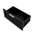Meuble TV avec 3 étagères ouvertes et 3 tiroirs – Noir/Blanc, Panneau de densité minimaliste moderne, 1 à 2 utilisateurs