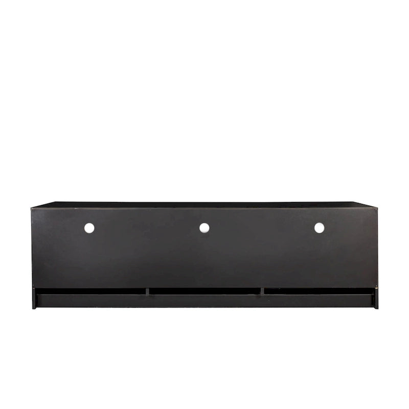 Meuble TV avec 3 étagères ouvertes et 3 tiroirs – Noir/Blanc, Panneau de densité minimaliste moderne, 1 à 2 utilisateurs