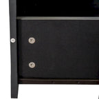 Meuble TV avec 3 étagères ouvertes et 3 tiroirs – Noir/Blanc, Panneau de densité minimaliste moderne, 1 à 2 utilisateurs