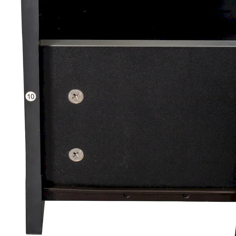 Meuble TV avec 3 étagères ouvertes et 3 tiroirs – Noir/Blanc, Panneau de densité minimaliste moderne, 1 à 2 utilisateurs