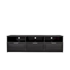 Meuble TV avec 3 étagères ouvertes et 3 tiroirs – Noir/Blanc, Panneau de densité minimaliste moderne, 1 à 2 utilisateurs