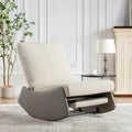 Fauteuil à bascule et inclinable en velours côtelé avec repose-pieds – Monoplace (Gris+Beige / Orange+Beige)