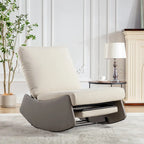 Fauteuil à bascule et inclinable en velours côtelé avec repose-pieds – Monoplace (Gris+Beige / Orange+Beige)