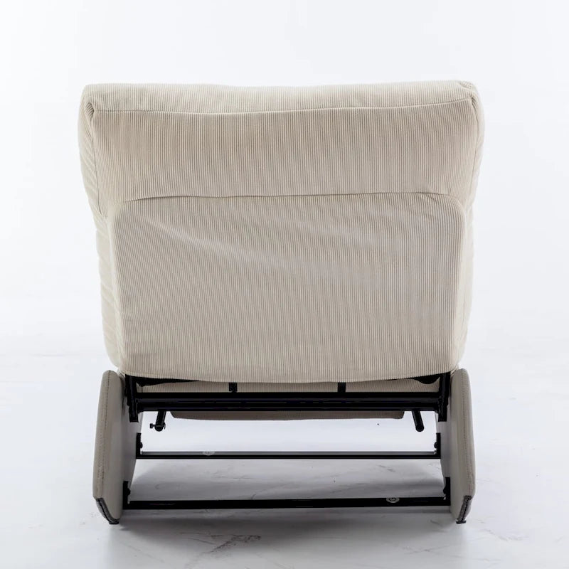 Fauteuil à bascule et inclinable en velours côtelé avec repose-pieds – Monoplace (Gris+Beige / Orange+Beige)
