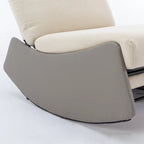 Fauteuil à bascule et inclinable en velours côtelé avec repose-pieds – Monoplace (Gris+Beige / Orange+Beige)