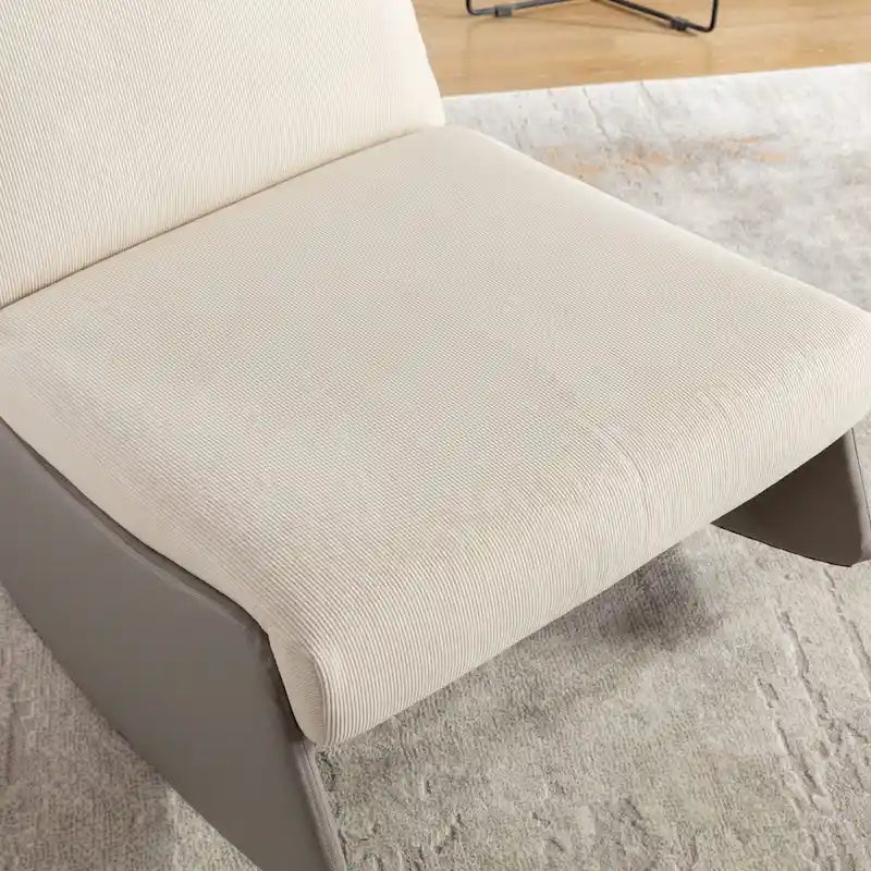 Fauteuil à bascule et inclinable en velours côtelé avec repose-pieds – Monoplace (Gris+Beige / Orange+Beige)