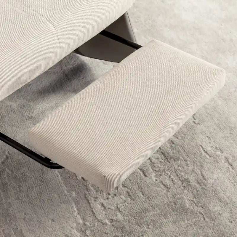 Fauteuil à bascule et inclinable en velours côtelé avec repose-pieds – Monoplace (Gris+Beige / Orange+Beige)