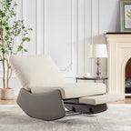 Fauteuil à bascule et inclinable en velours côtelé avec repose-pieds – Monoplace (Gris+Beige / Orange+Beige)