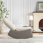 Fauteuil à bascule et inclinable en velours côtelé avec repose-pieds – Monoplace (Gris+Beige / Orange+Beige)
