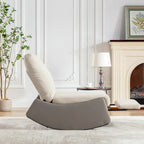 Fauteuil à bascule et inclinable en velours côtelé avec repose-pieds – Monoplace (Gris+Beige / Orange+Beige)