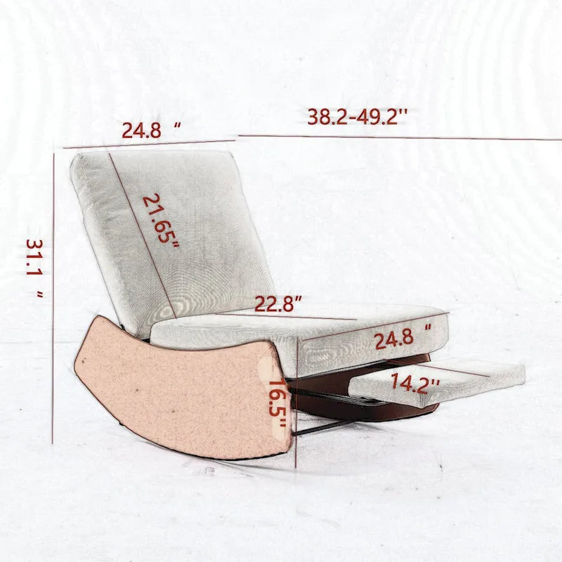 Fauteuil à bascule et inclinable en velours côtelé avec repose-pieds – Monoplace (Gris+Beige / Orange+Beige)