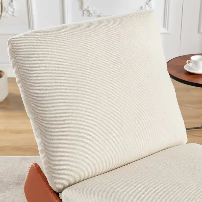 Fauteuil à bascule et inclinable en velours côtelé avec repose-pieds – Monoplace (Gris+Beige / Orange+Beige)