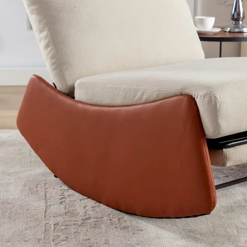 Fauteuil à bascule et inclinable en velours côtelé avec repose-pieds – Monoplace (Gris+Beige / Orange+Beige)