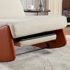 Fauteuil à bascule et inclinable en velours côtelé avec repose-pieds – Monoplace (Gris+Beige / Orange+Beige)