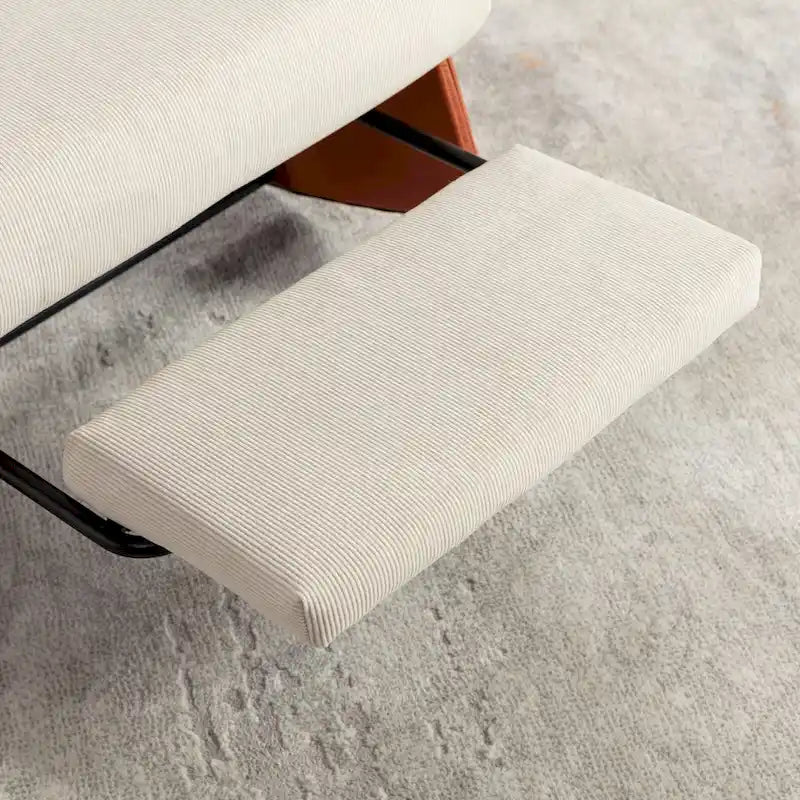 Fauteuil à bascule et inclinable en velours côtelé avec repose-pieds – Monoplace (Gris+Beige / Orange+Beige)