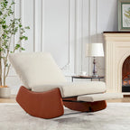 Fauteuil à bascule et inclinable en velours côtelé avec repose-pieds – Monoplace (Gris+Beige / Orange+Beige)