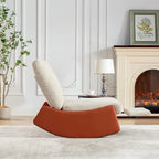 Fauteuil à bascule et inclinable en velours côtelé avec repose-pieds – Monoplace (Gris+Beige / Orange+Beige)