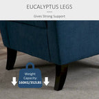 Fauteuil d'appoint bleu en tissu à haut dossier et capitons pour 1 personne