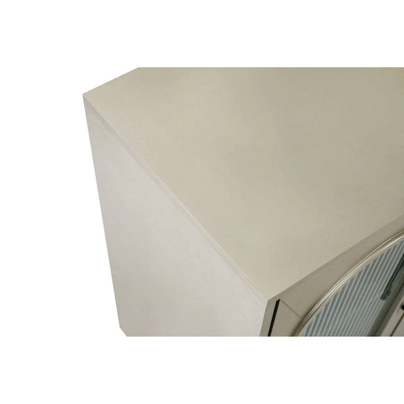 Meuble TV avec armoire de rangement et portes en verre – Bleu marine / Blanc antique / Or antique, MDF et pieds en fer style médiéval vintage, 1–2 utilisateurs